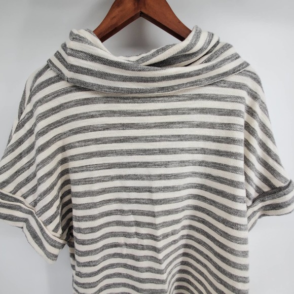 Anthropologie t.la Taupe and Cream Striped Top Cowl Neck Roll Sleeve/ Hem| S - Picture 5 of 11